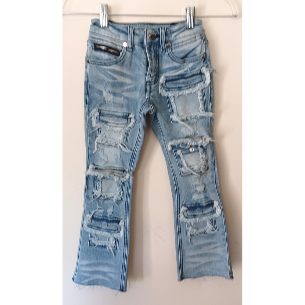 Rockstar Original Distressed Jeans Boys 4T Light Blue Biker Streetwear Denim EUC